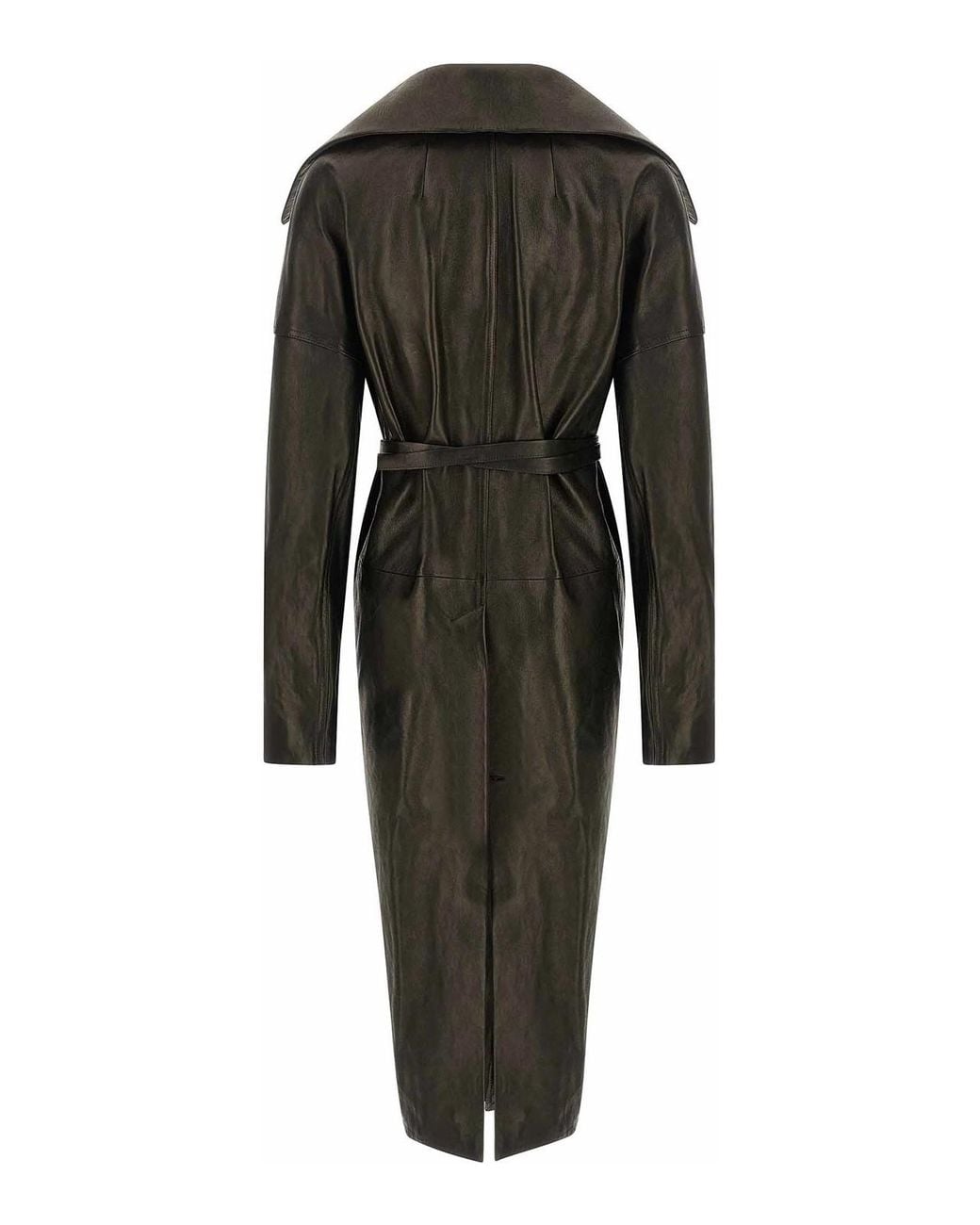 Rick Owens Black Dracucollar Belted Coat