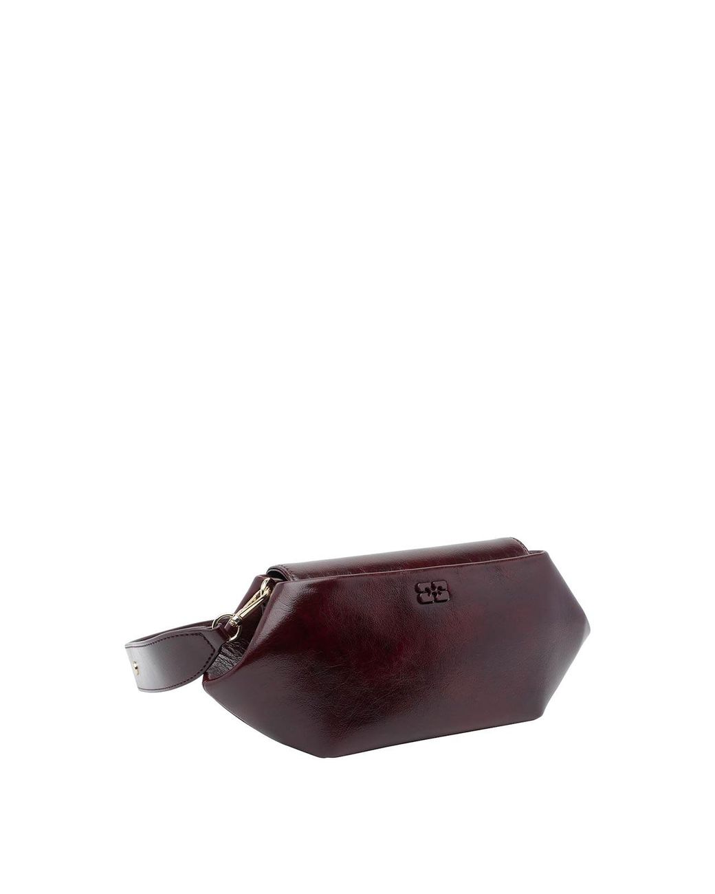 Ganni Brown Logo Bou East/West Crossbody Bag