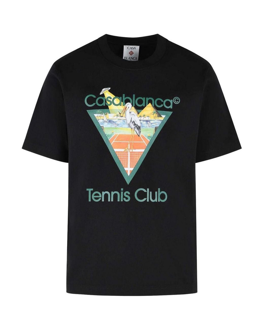 Casablanca Black Tennis Club Triangle' Cotton T-Shirt for men
