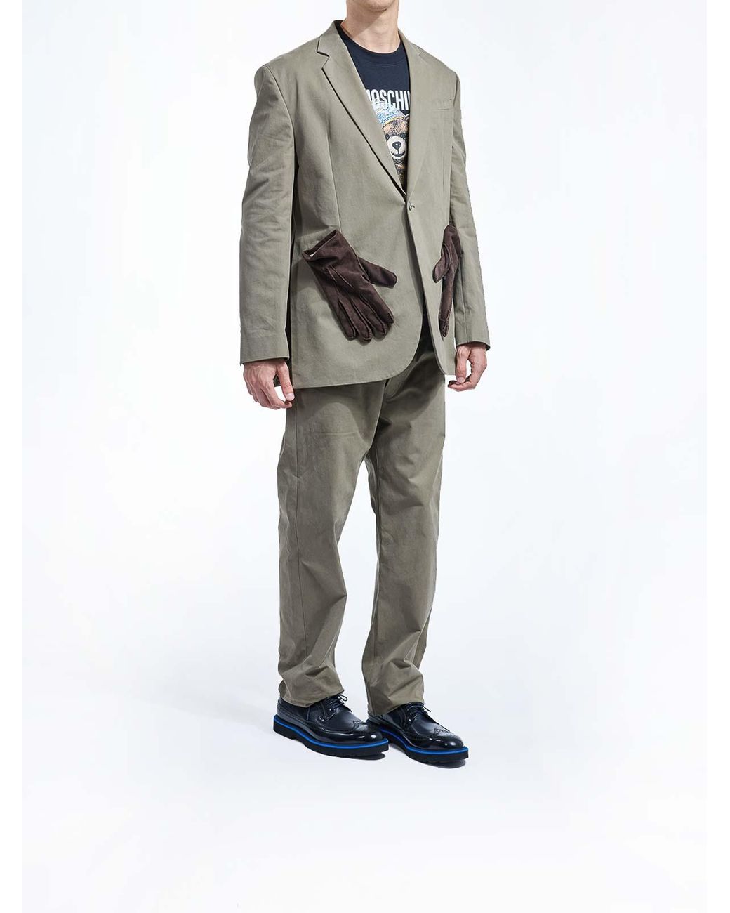 Moschino Gray Jacket Gloves for men