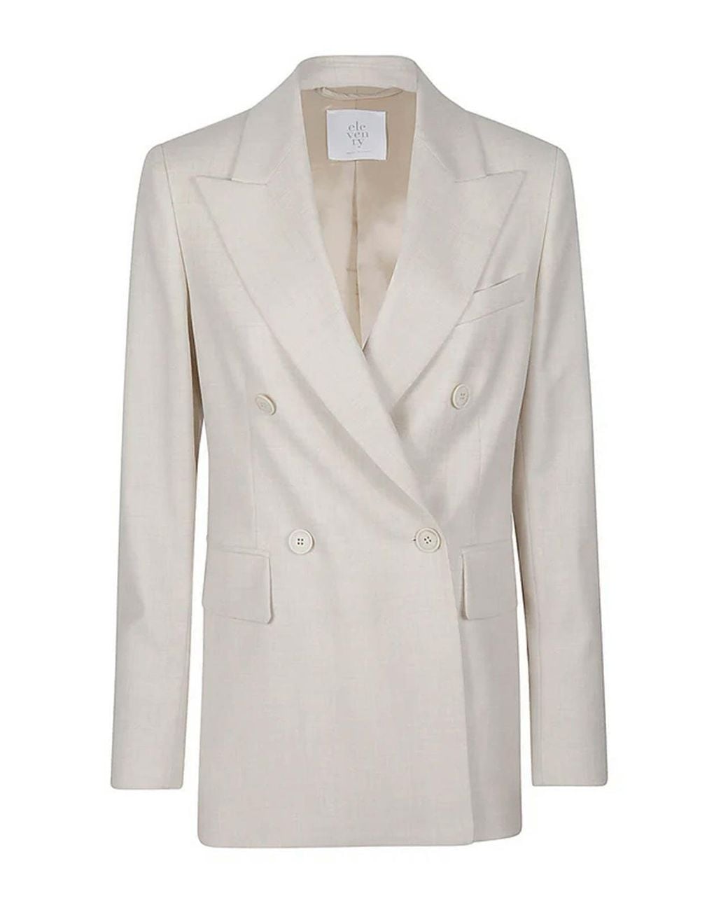 Eleventy White Double-Breasted Jacket