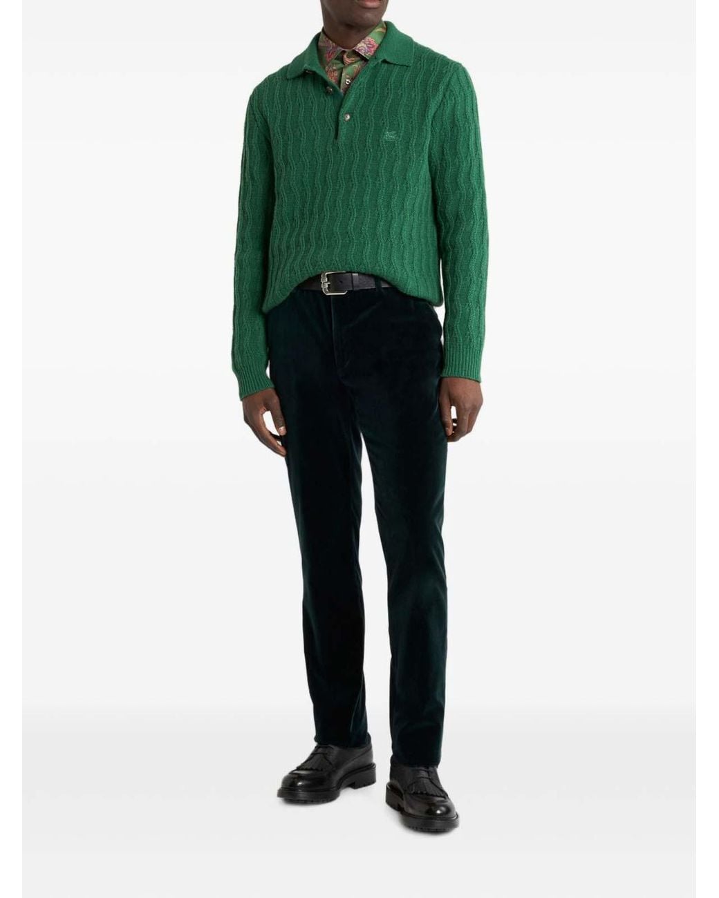 Etro Green Short-Sleeve Polo for men