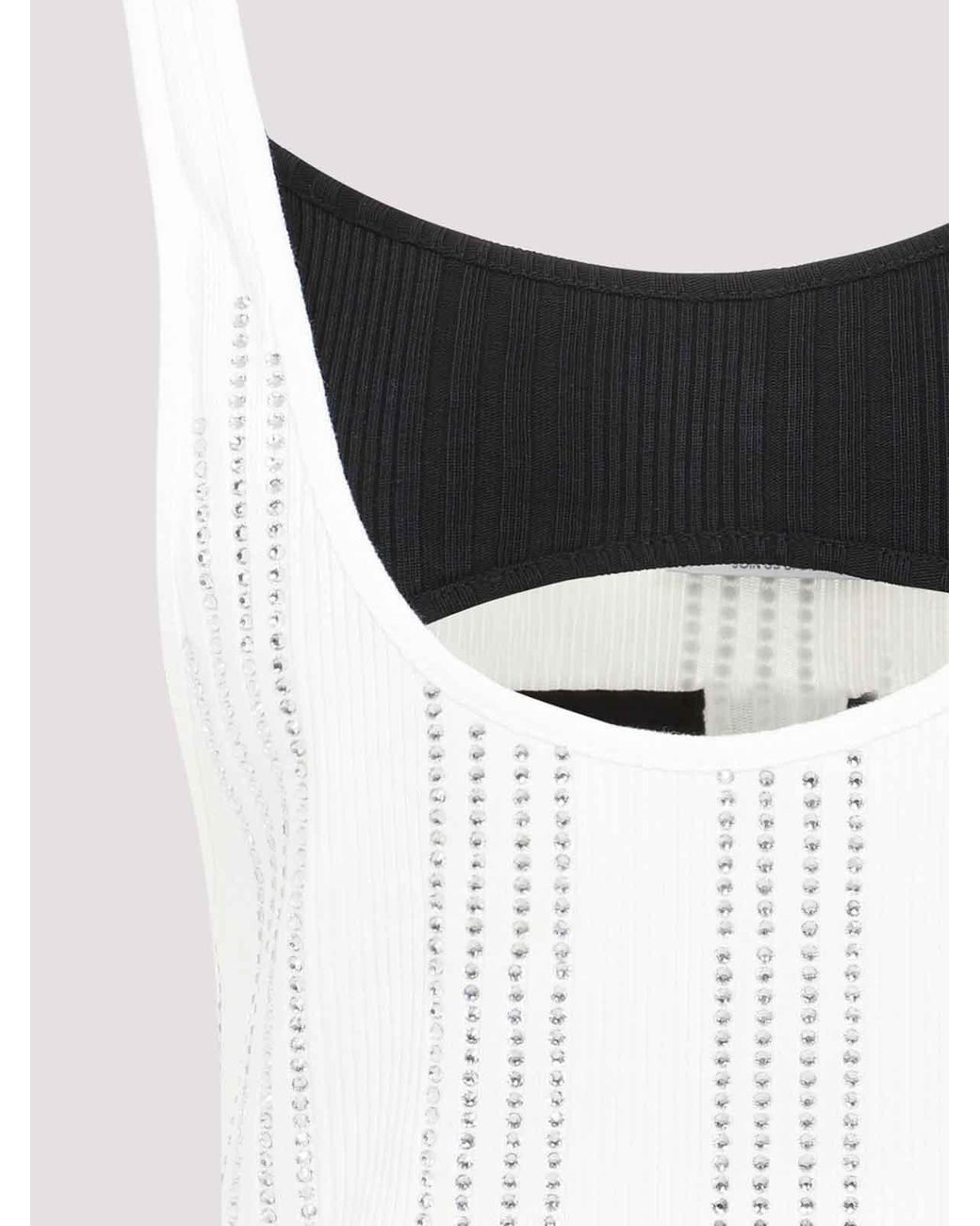 The Attico White Flat Ribbed Jersey Tank Top