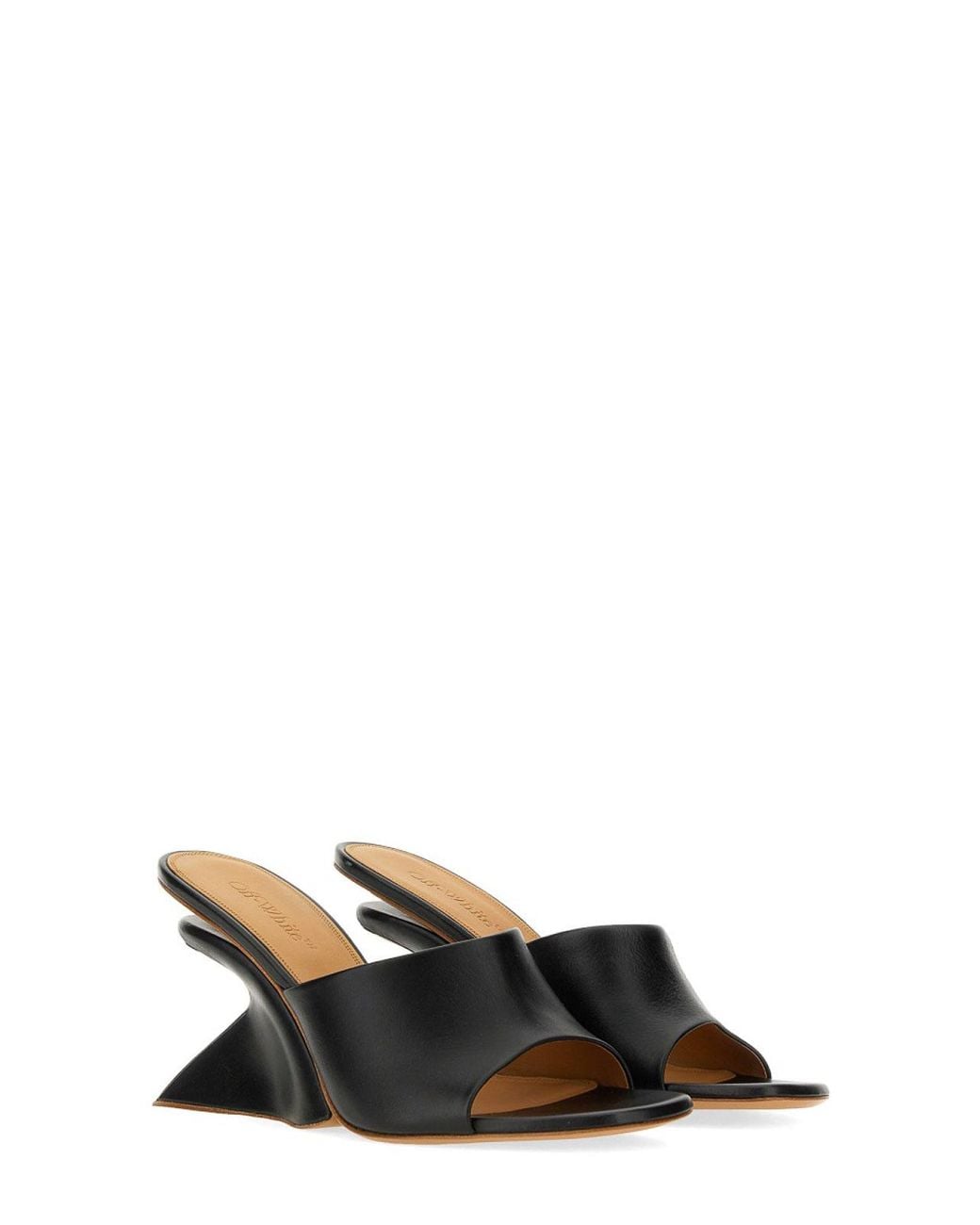 Off-White c/o Virgil Abloh Black Wedge Heel Mules With Jug Design