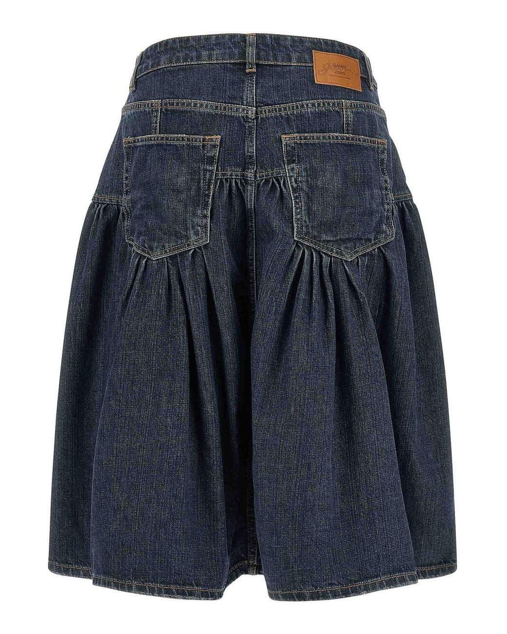 Ganni Blue Slub Denim Skirt