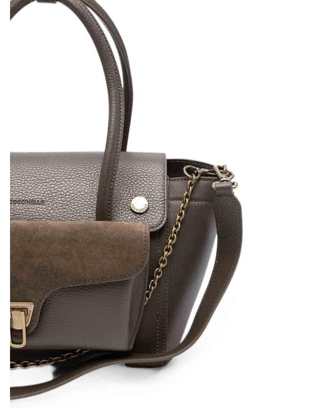 Coccinelle Brown Leather Bag With Suede Details