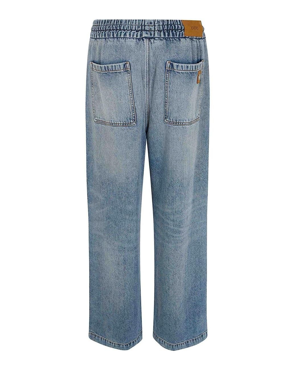Amiri Blue Drawstring Baggy Jeans for men
