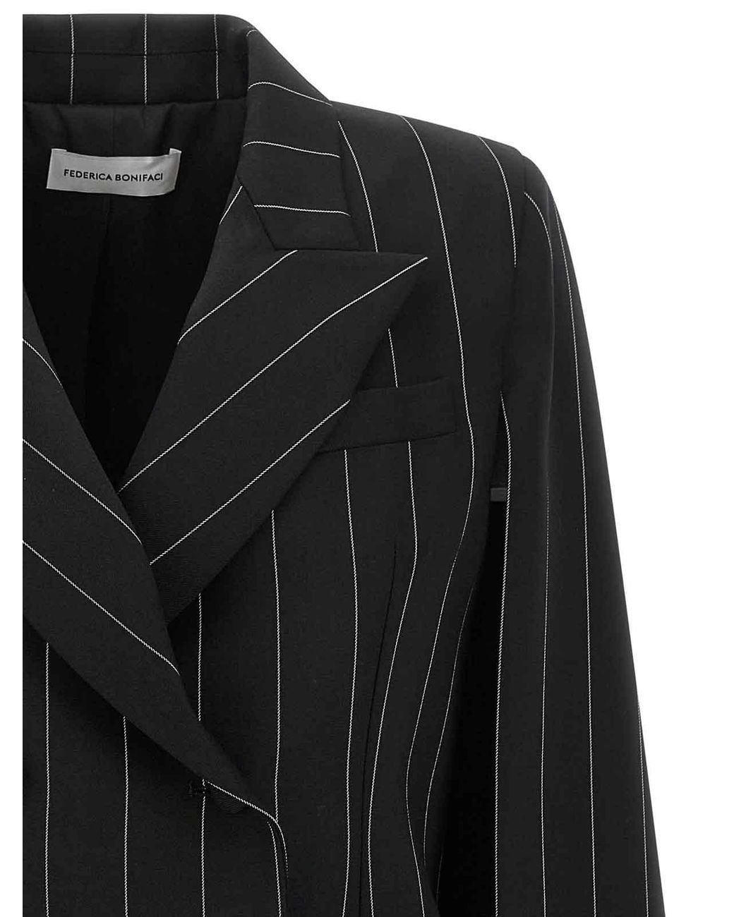Federica Bonifaci Black Tuxedo Pinstripe Cape