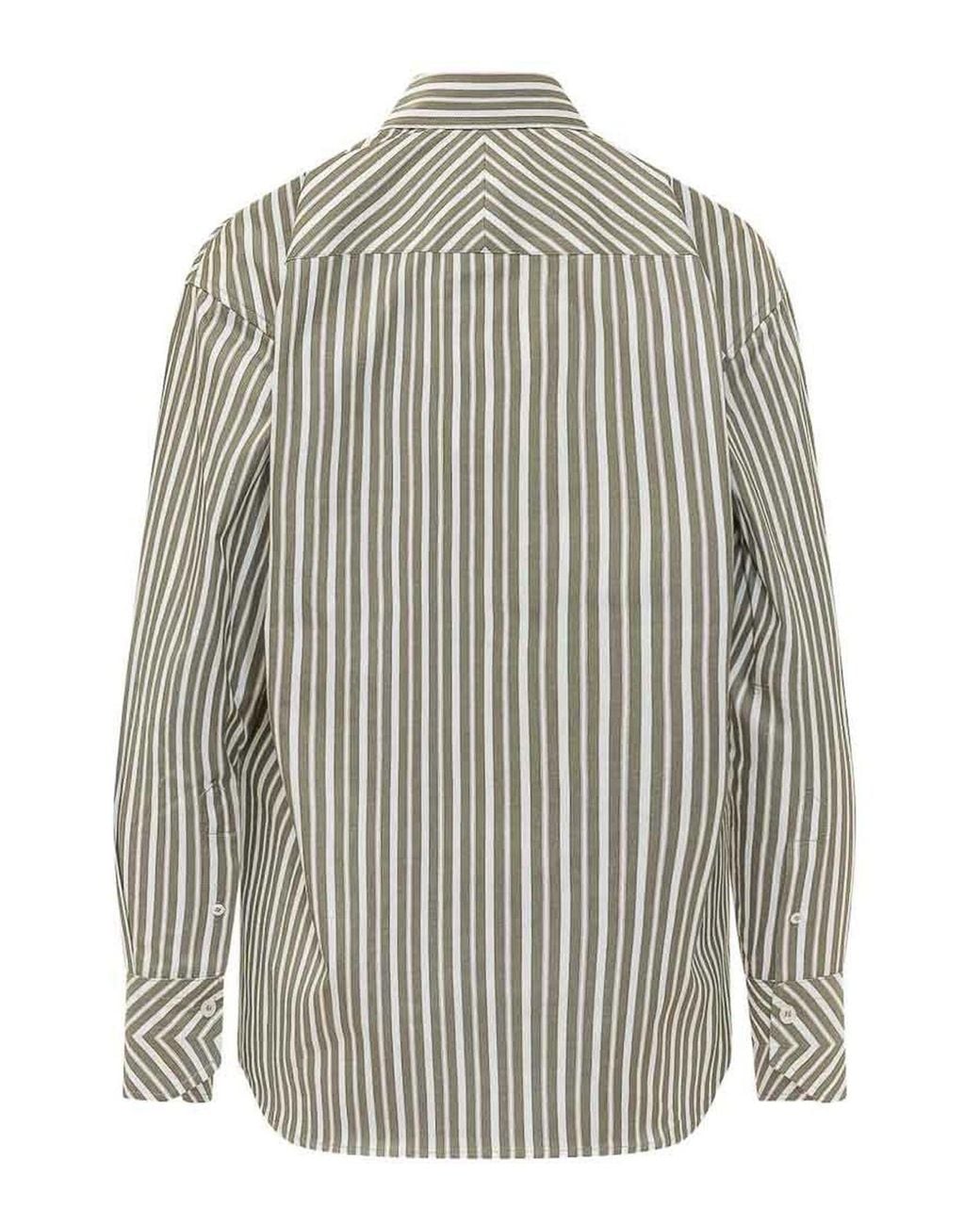 Victoria Beckham Gray Striped Shirt With Patch Pocket