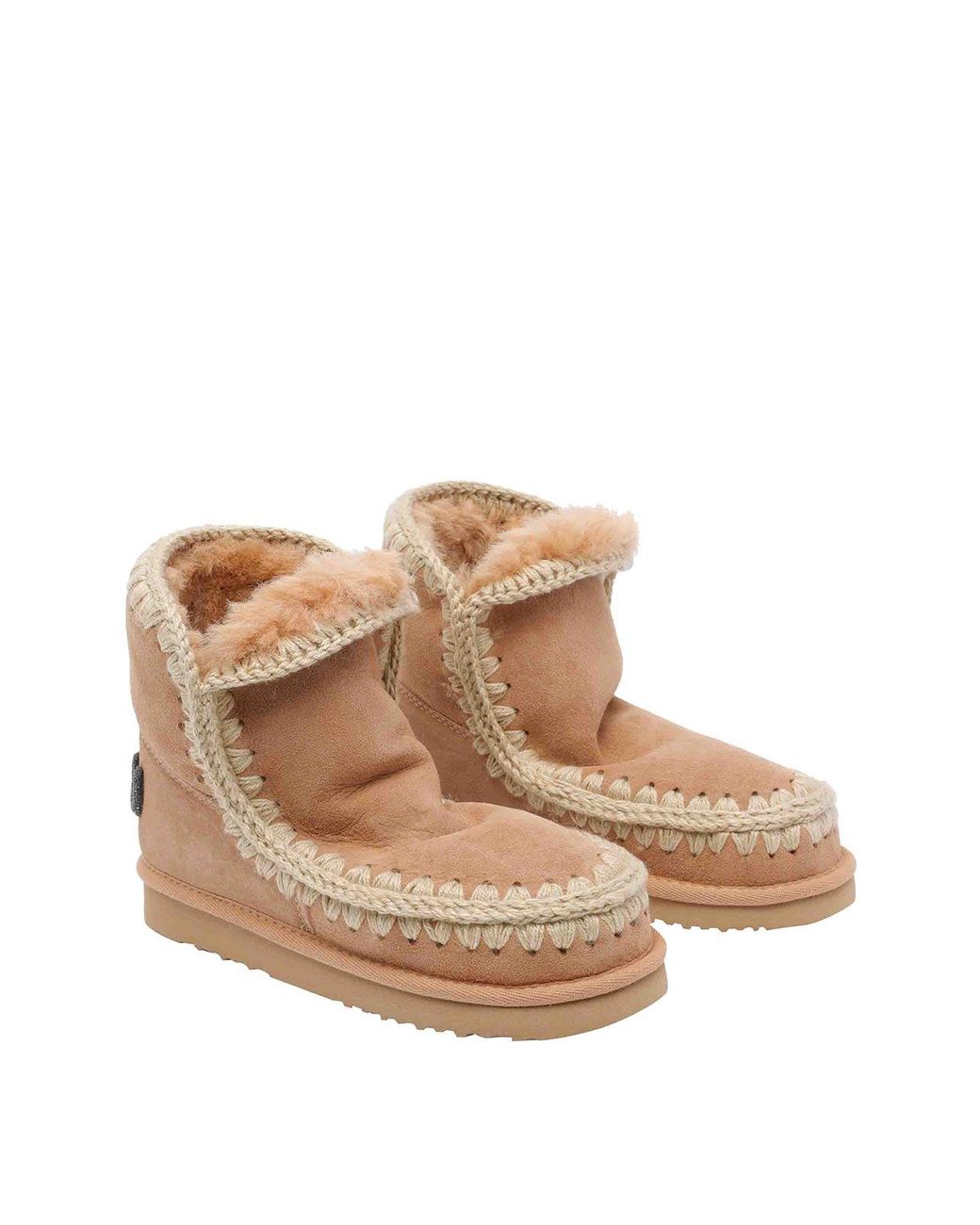 Mou Brown Suede Eskimo Glitter Logo Booties