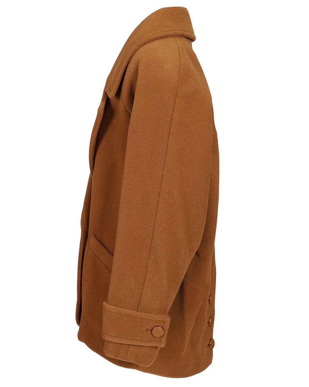 Chloé Brown Short Double-Breasted Wool Coat