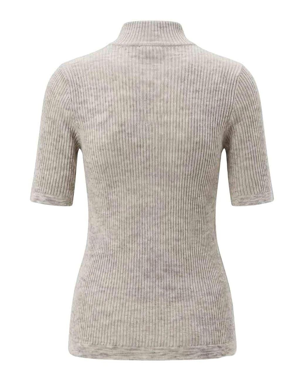 Brunello Cucinelli Gray Short-Sleeve Sweater