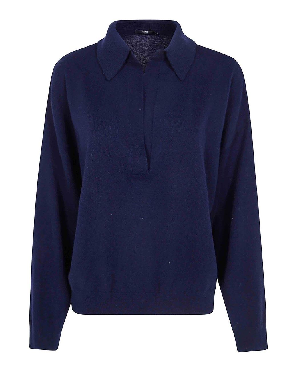 Seventy Blue Wool Cashmere Blend Polo Neck Sweater