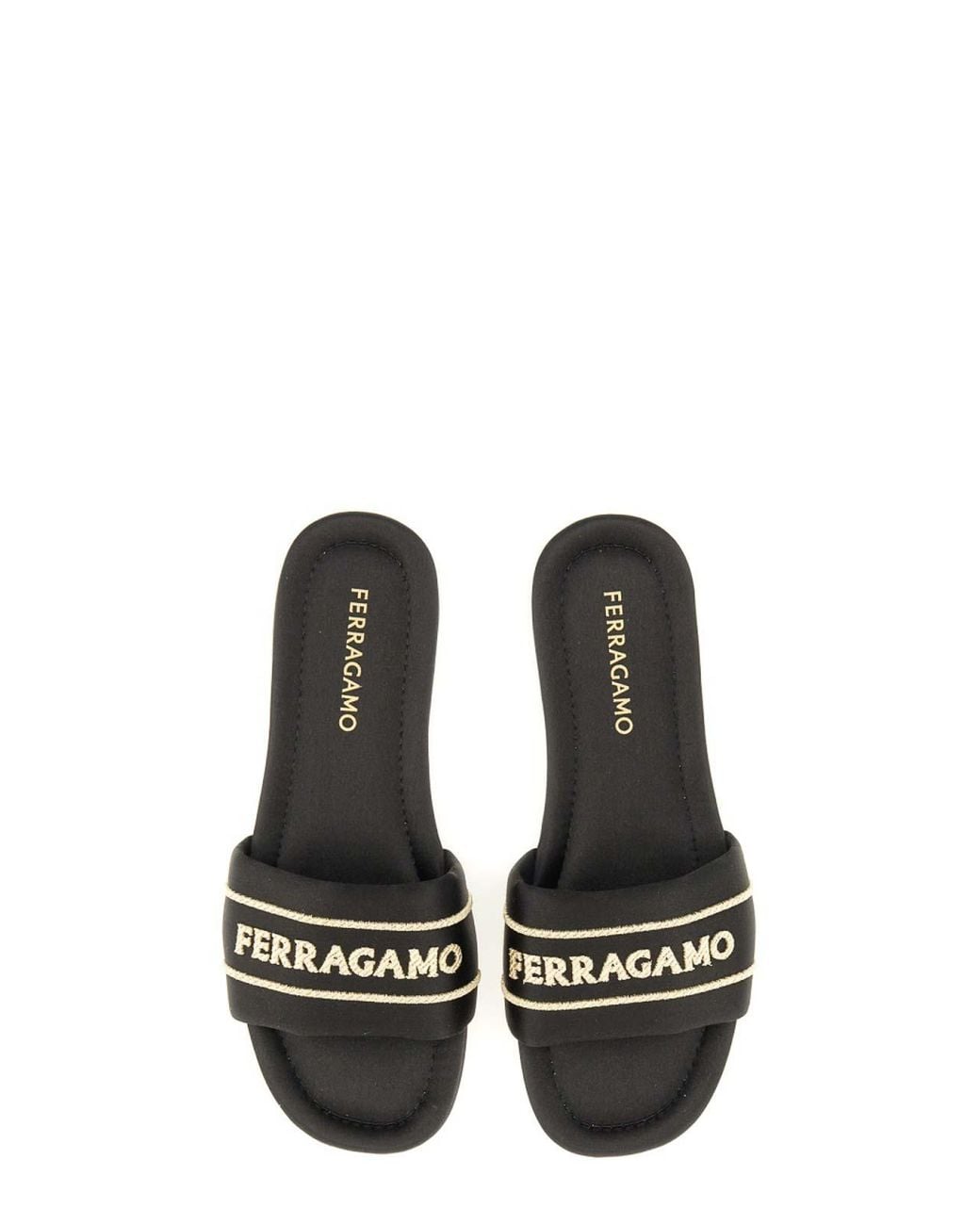 Ferragamo White Slide Sandal With Logo