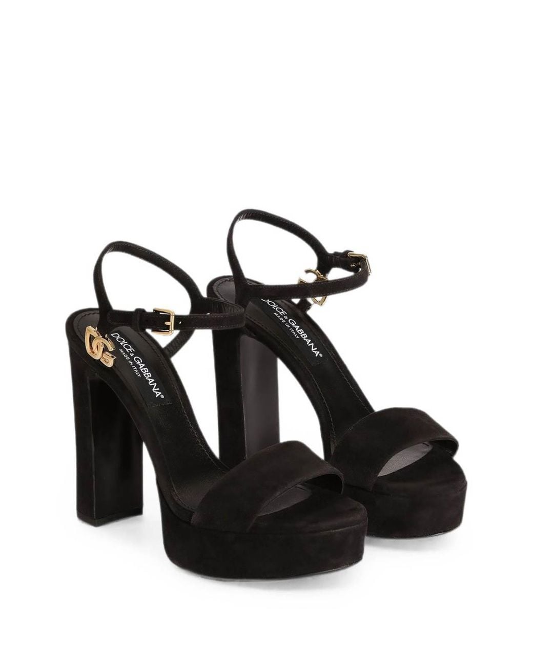 Dolce & Gabbana Black Suede Platform Heeled Sandals
