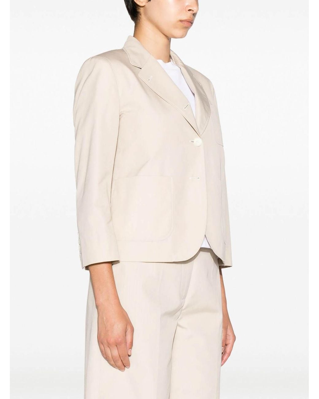 Thom Browne Natural Rounded-Collar Single-Breasted Blazer