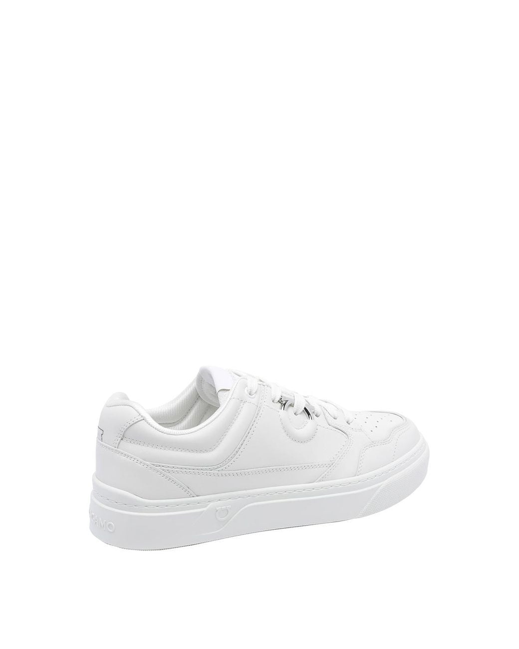 Ferragamo White Gancini Sneakers for men