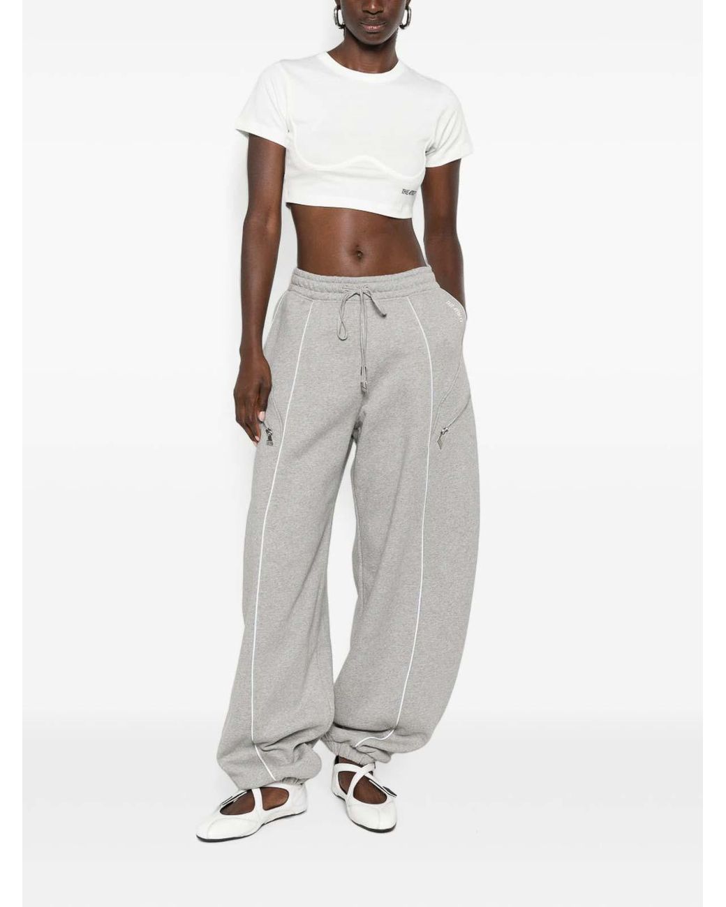 The Attico Gray Cotton Barrel Pants