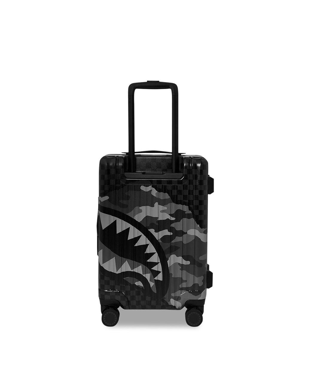 Sprayground Black Split Up Camo Tear Carryon Hardshell Luggage for men