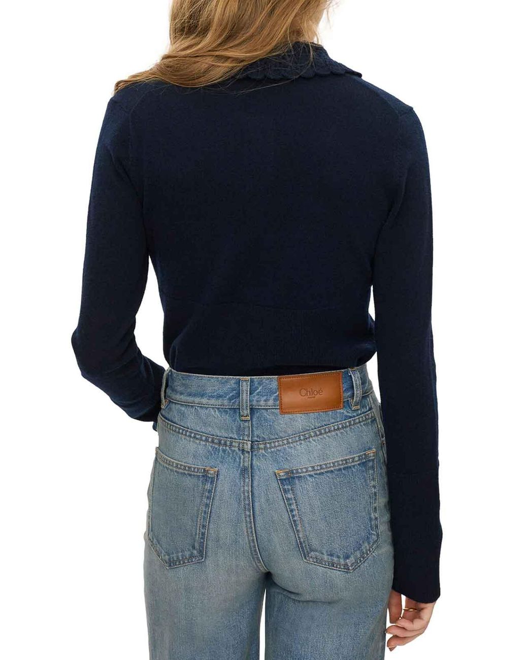 Chloé Blue Fitted Logo Cardigan
