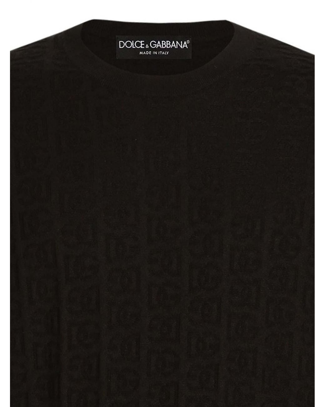 Dolce & Gabbana Black Silk Jacquard Monogram Sweater for men
