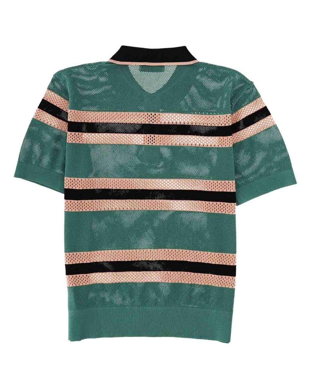 Dries Van Noten Green Perforated Polo Shirt for men