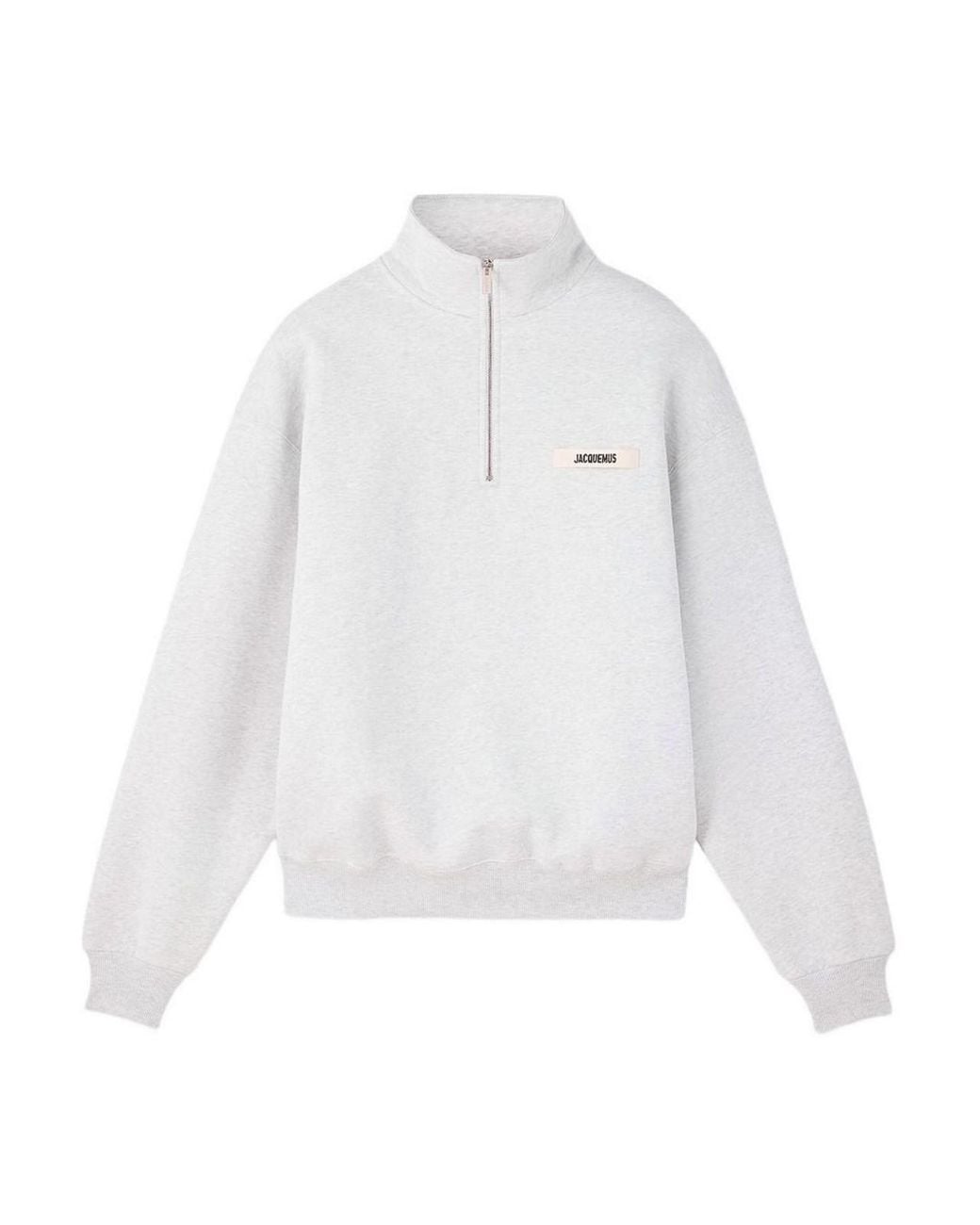 Jacquemus White Light Zip-Up Sweatshirt With High Collar for men