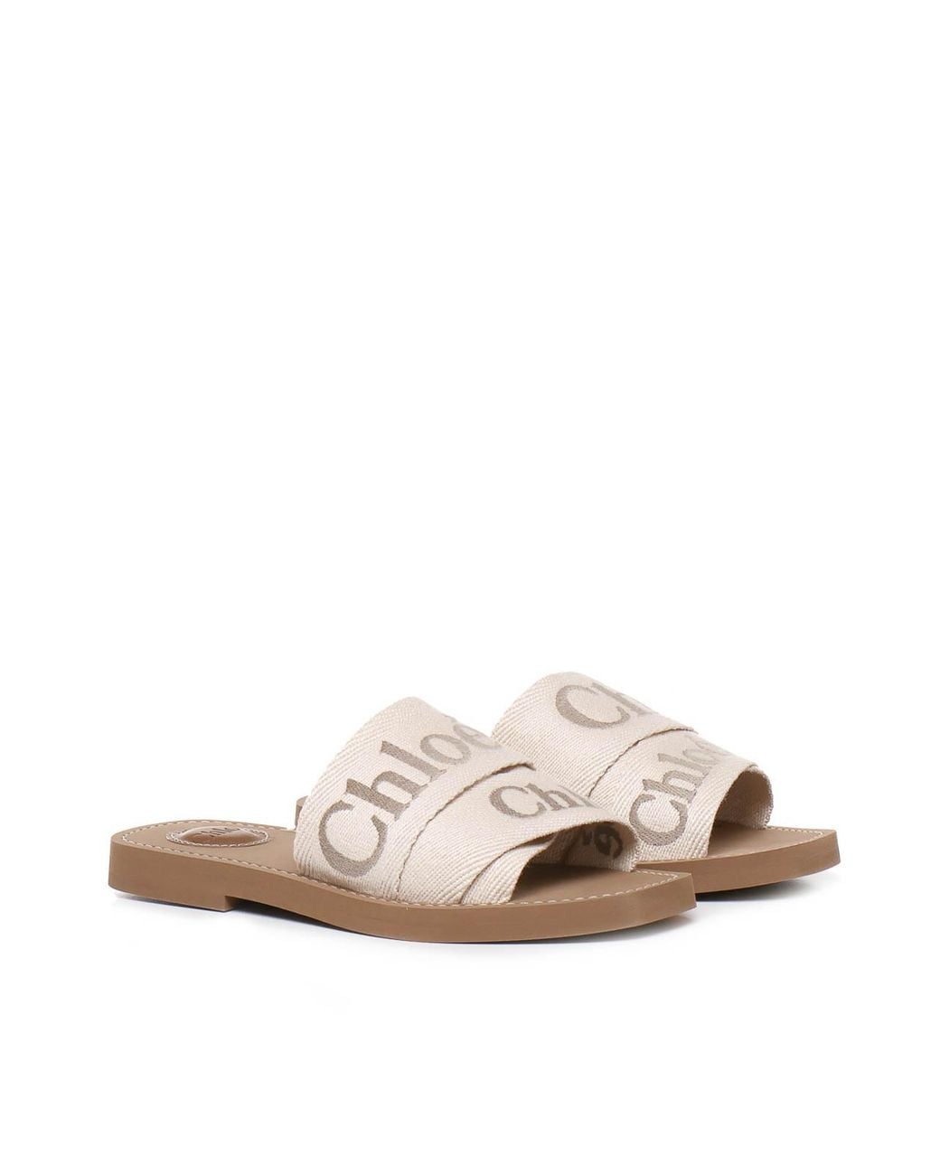 Chloé White Woody Flat Mules