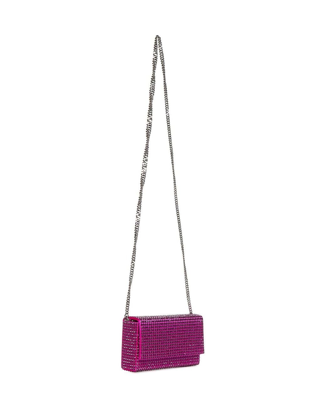 AMINA MUADDI Purple Fuchsia Clutch With Crystals