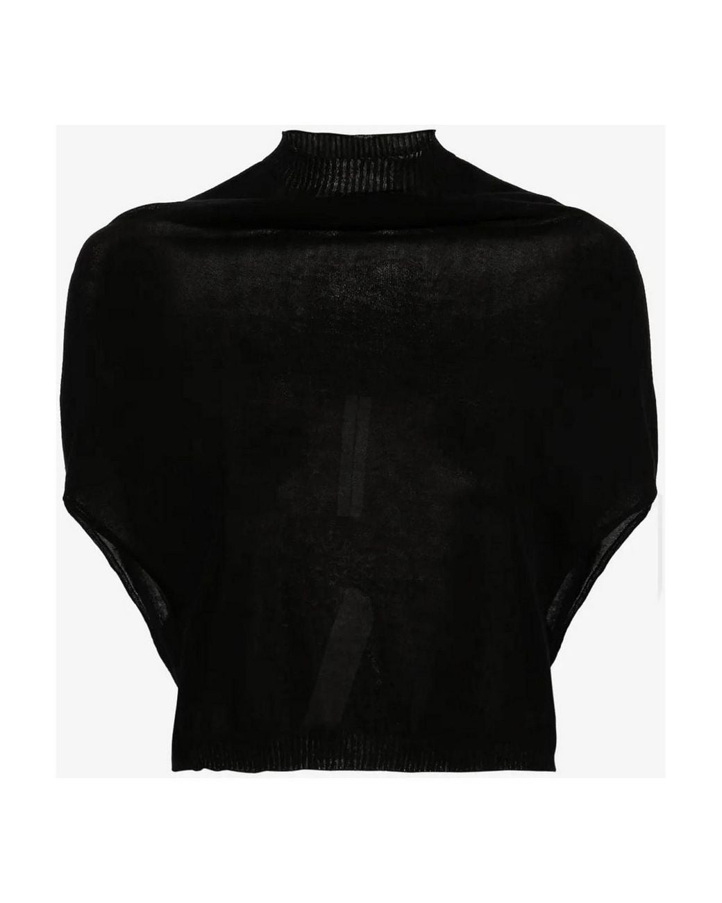 Rick Owens Black Top Cropped Crater Knit