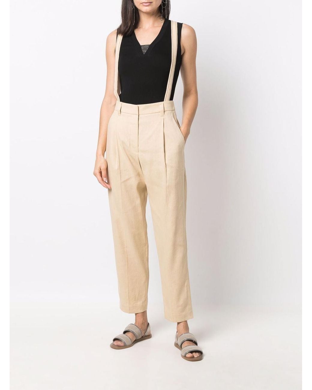 Brunello Cucinelli Black V-Neck Tank Top