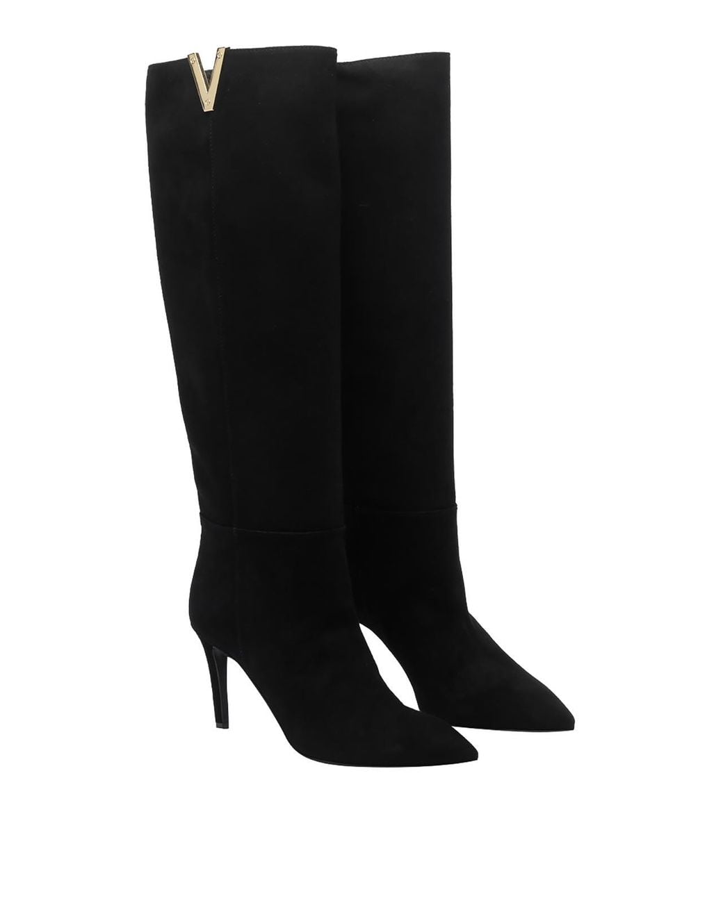 Via Roma 15 Black V Suede Pump Boots