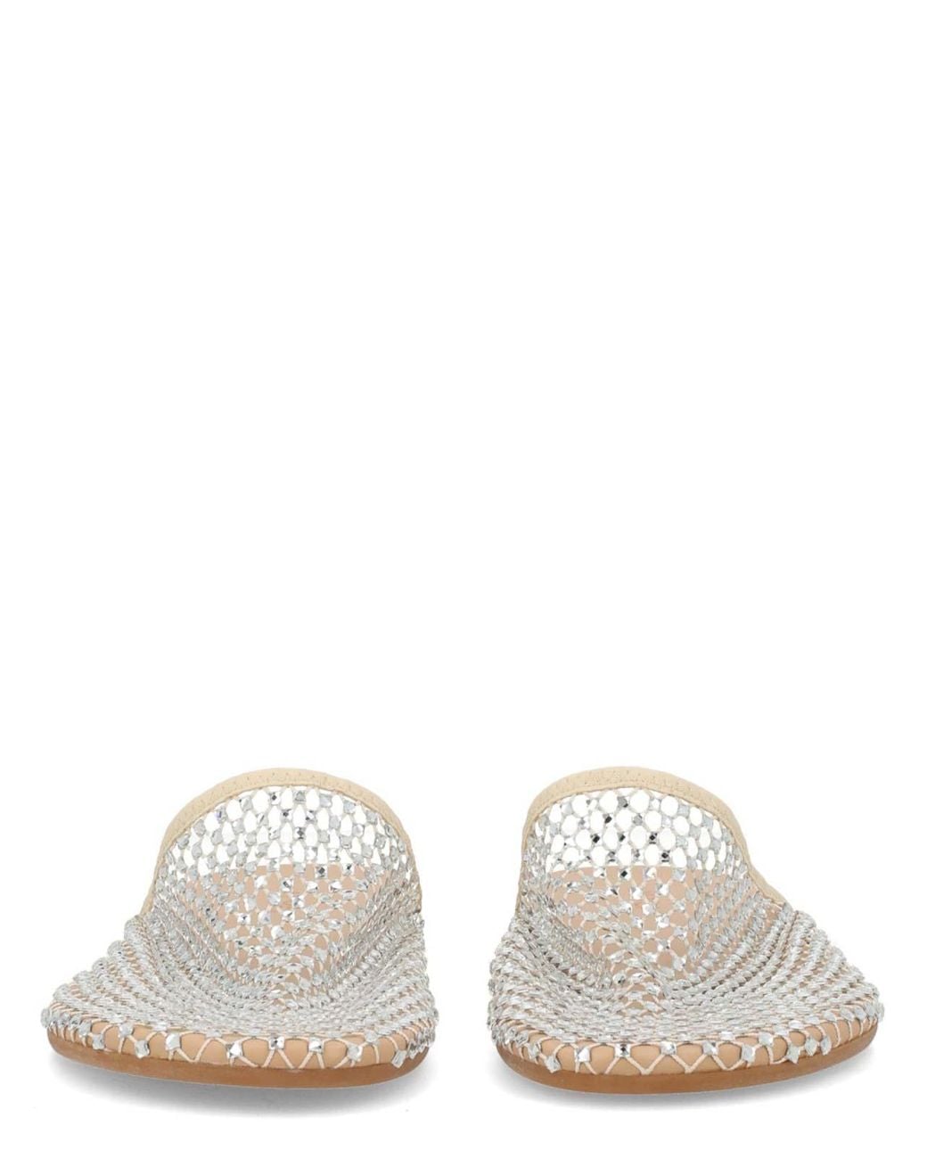 Alysi White Mule Shoe With Rhinestones