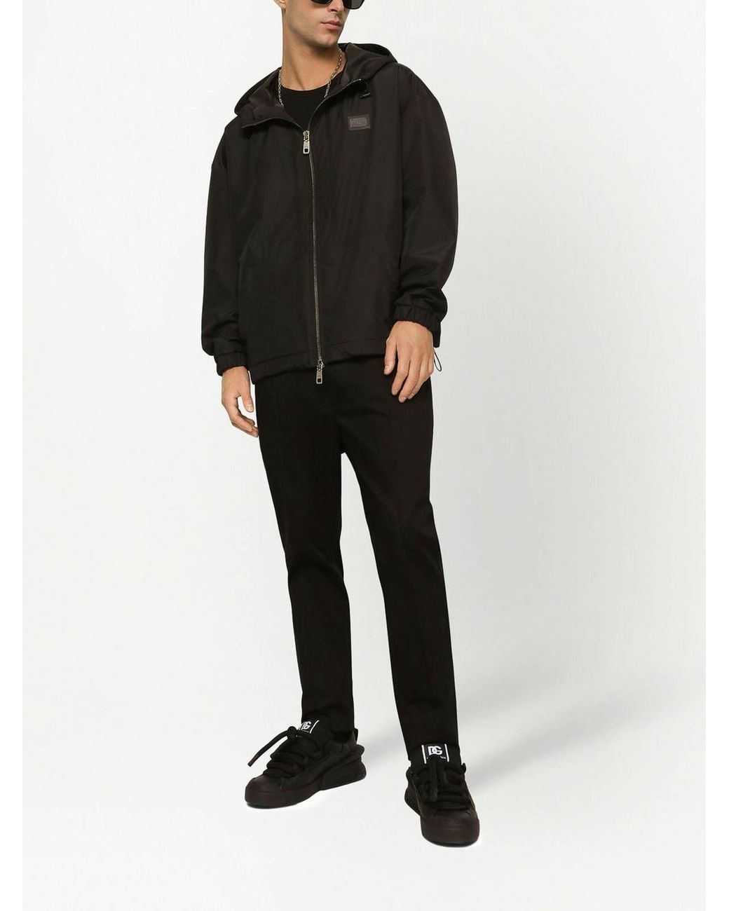 Dolce & Gabbana Black Nylon Hooded Jacket for men