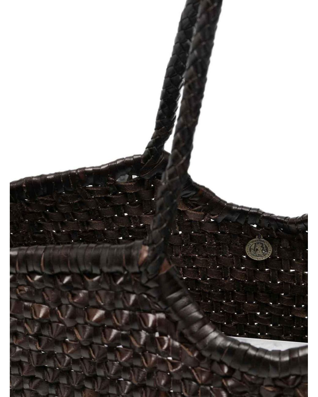 Dragon Diffusion Black Nantucket Cactus Woven Leather Tote Bag