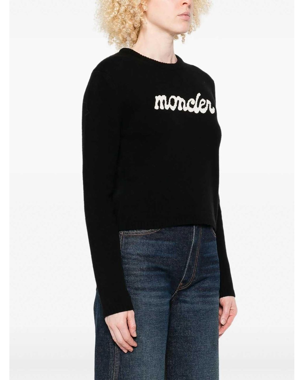 Moncler Black Wool Crew Neck Jumper for men