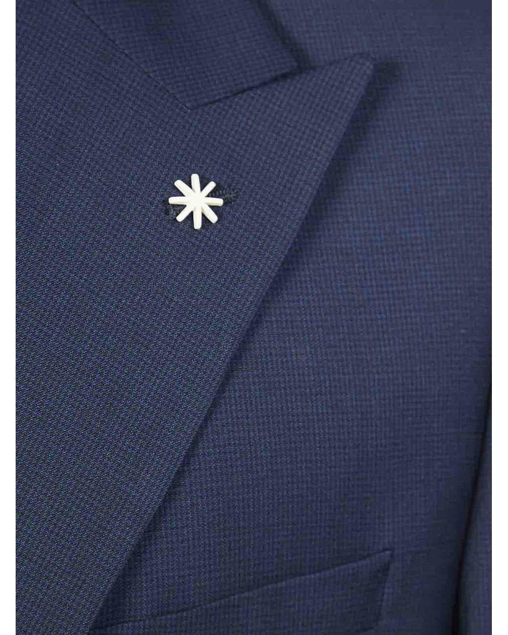 Manuel Ritz Blue Micro-Patterned Wool Dress for men