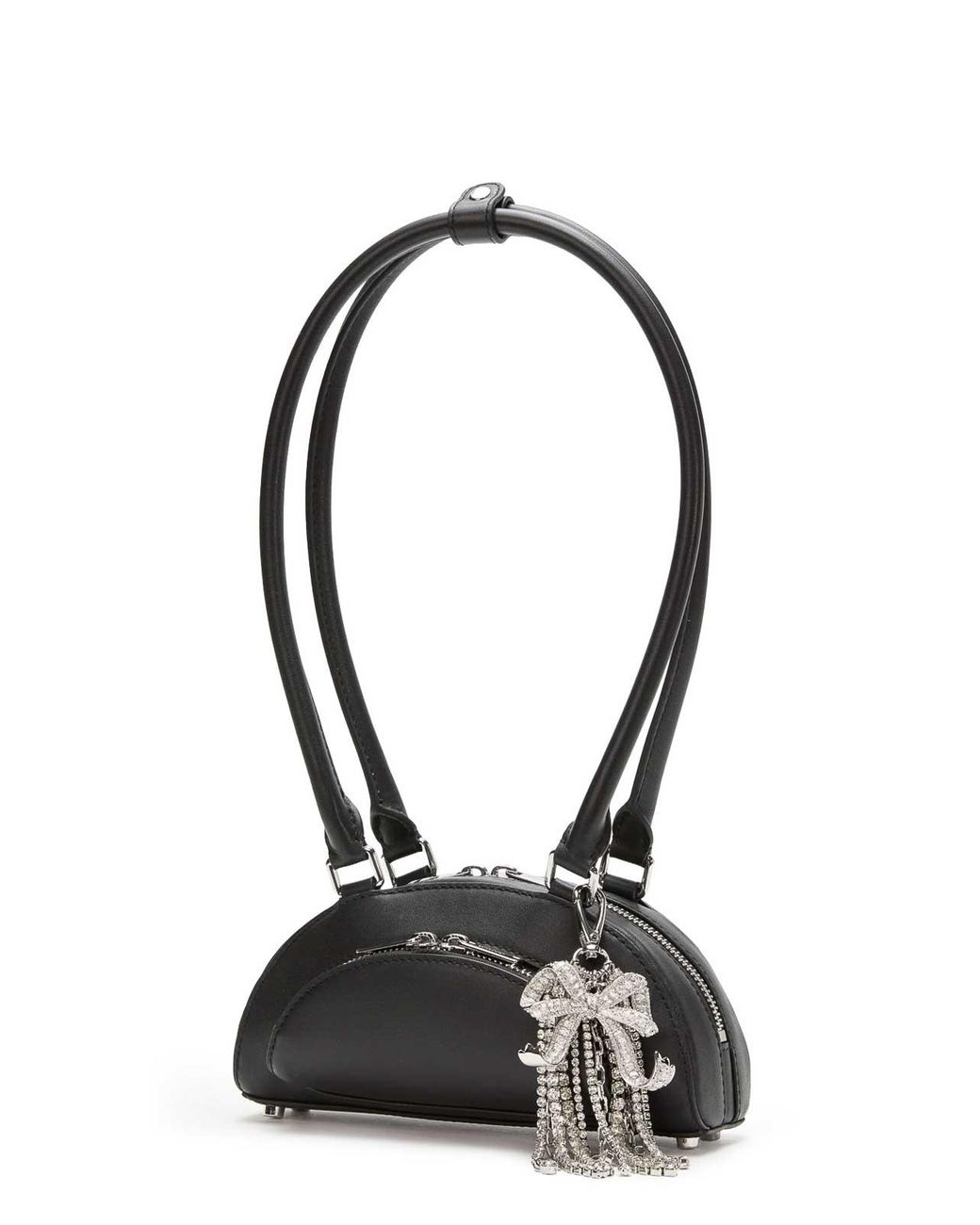 Self-Portrait Black Leather Shoulder Bag With Charms