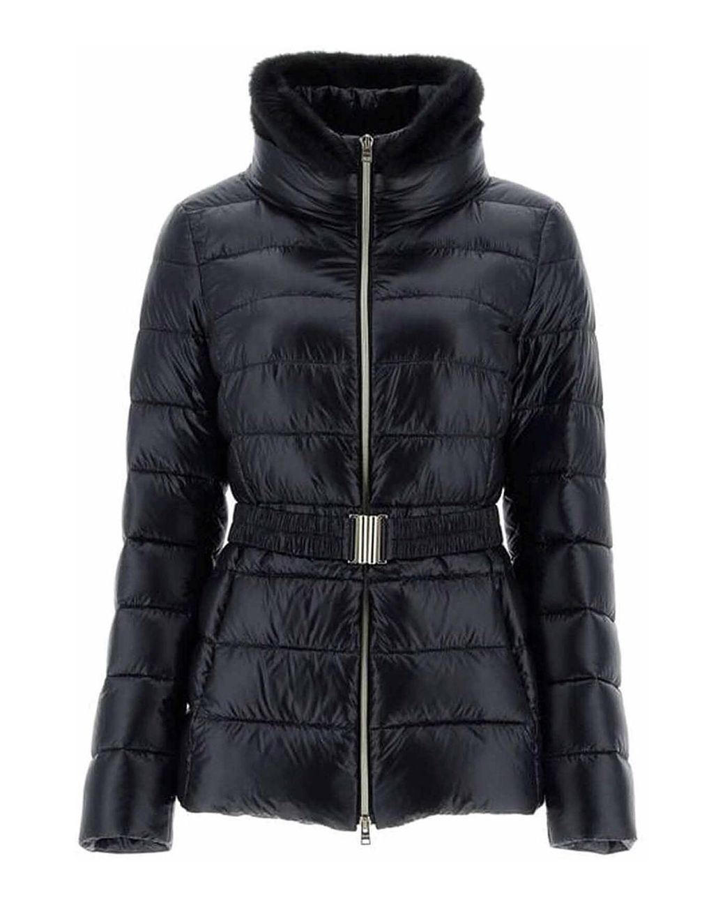 Herno Black Claudia Down Jacket With Faux Fur Collar