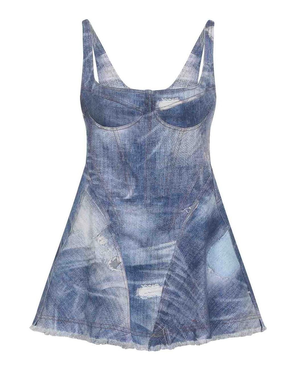 Roberto Cavalli Blue Cotton Mini Dress