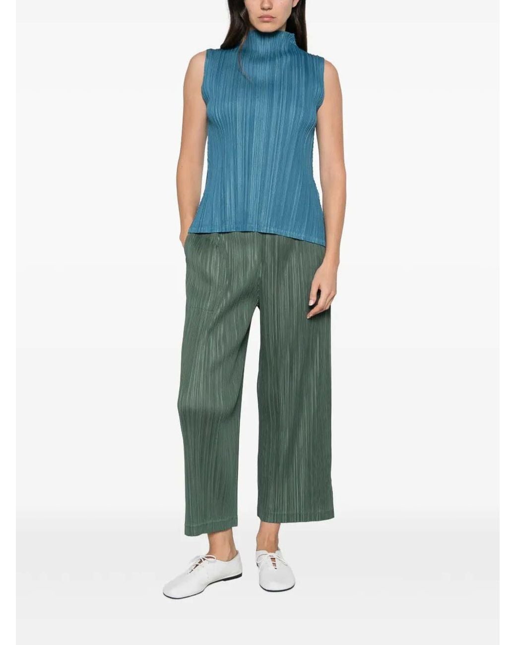 Pleats Please Issey Miyake Green Thicker Bottoms 2 Pleated Trousers