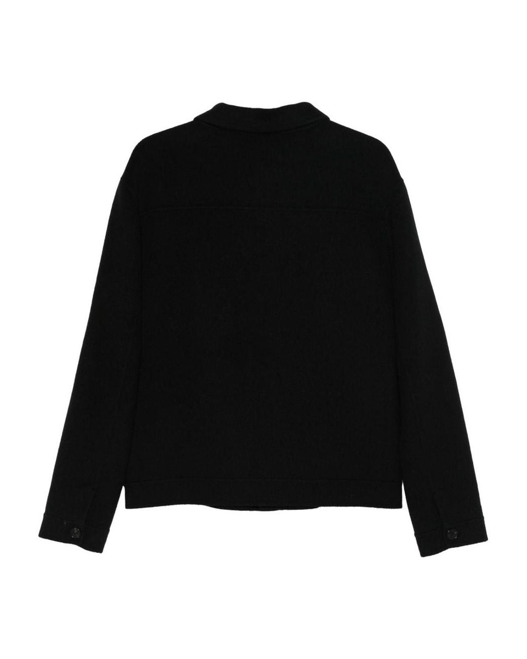 Low Brand Black Double Wool Jacket With Patch Pockets for men