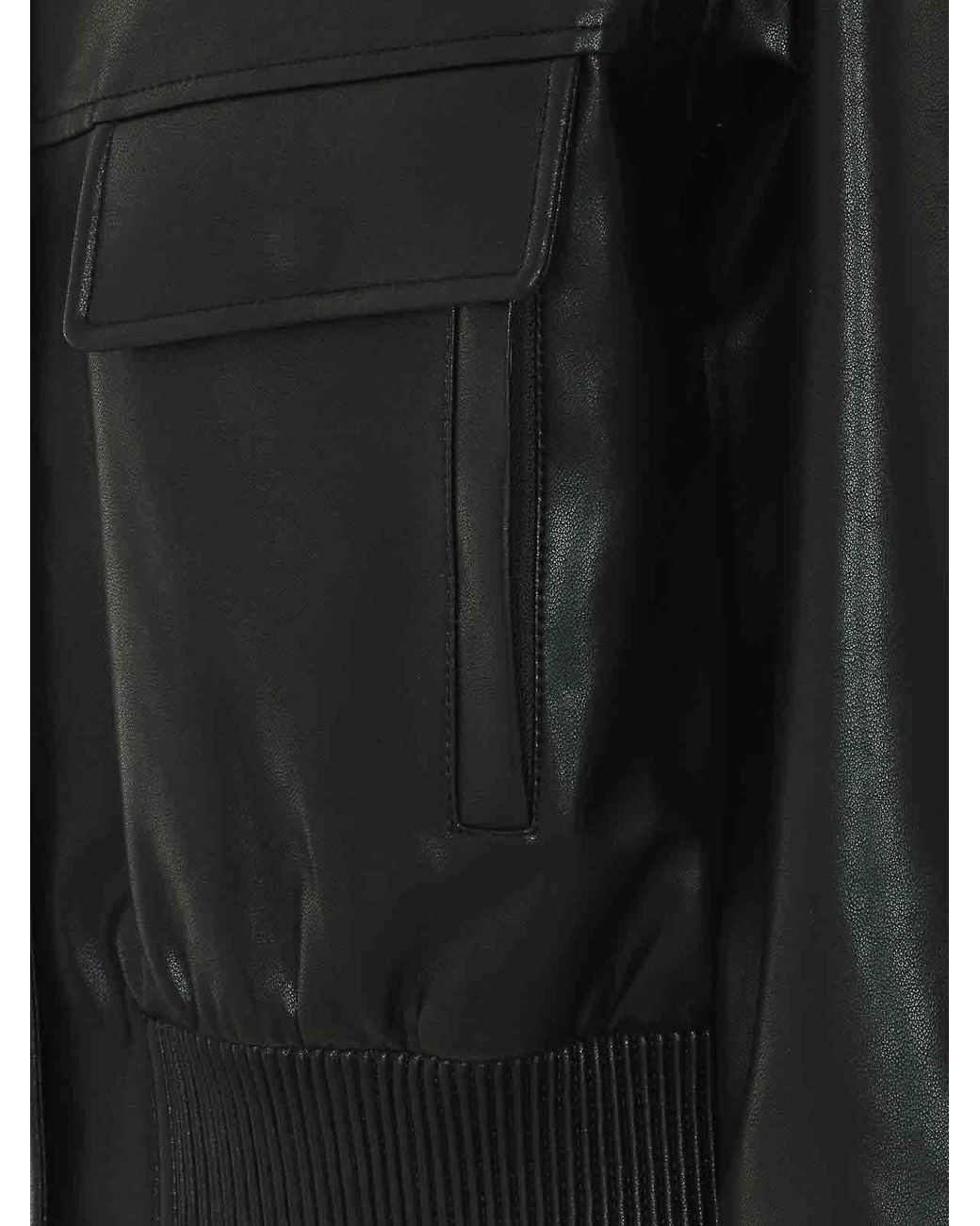 Self-Portrait Black Faux Leather Bomber Jacket