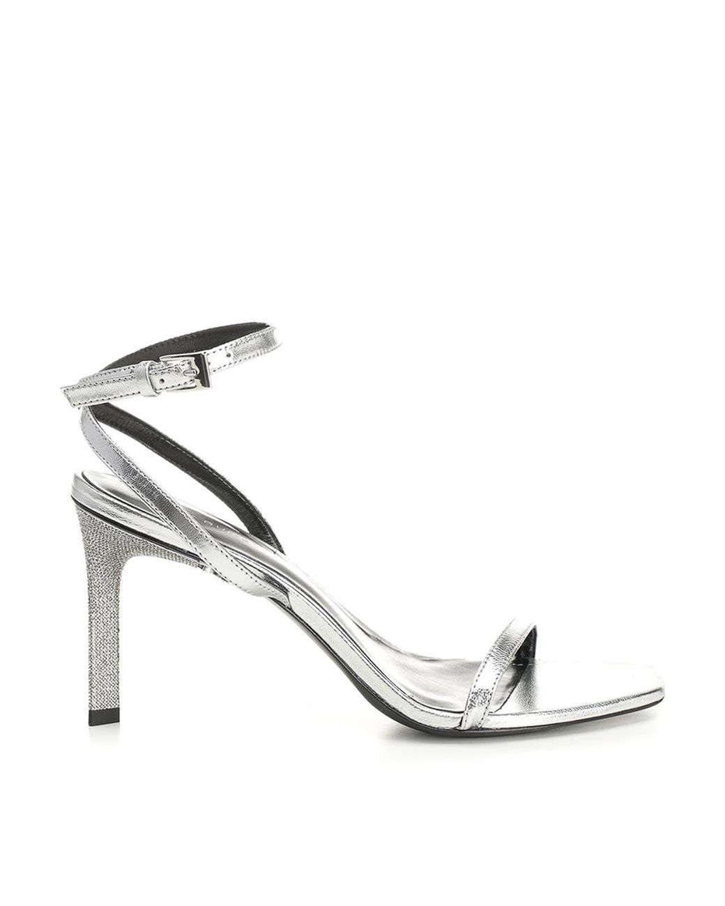 Tory Burch White Metallic Leather Sandals With Crystal