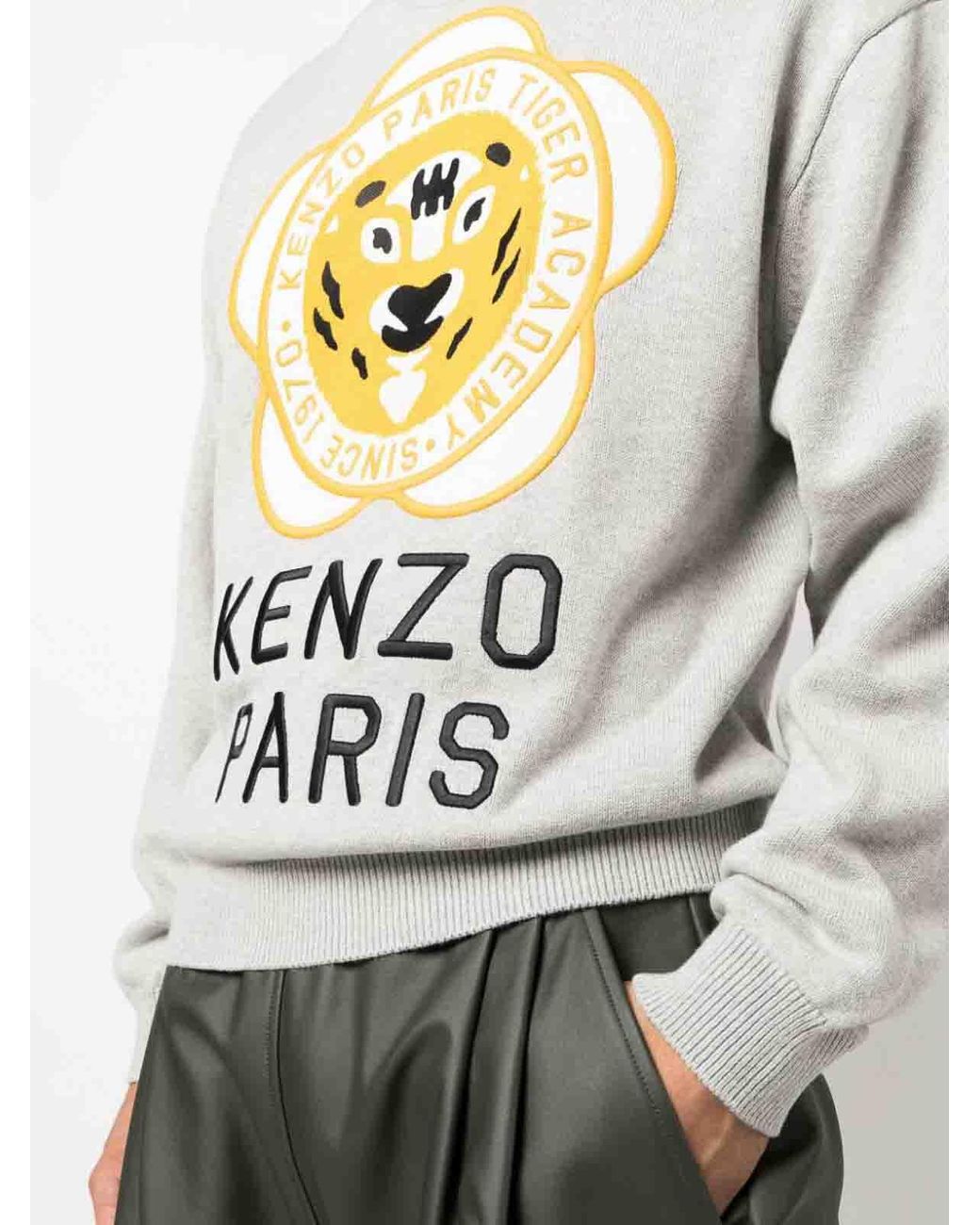 KENZO Gray Tiger Academy Wool Blend Jumper for men
