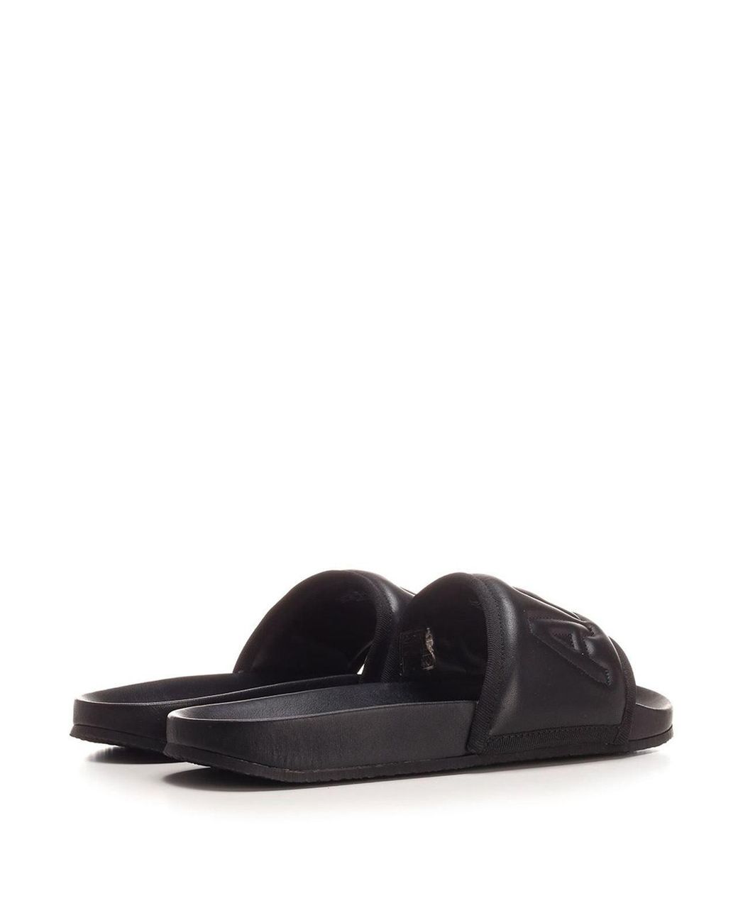 Ambush White Leather Branded Sliders for men