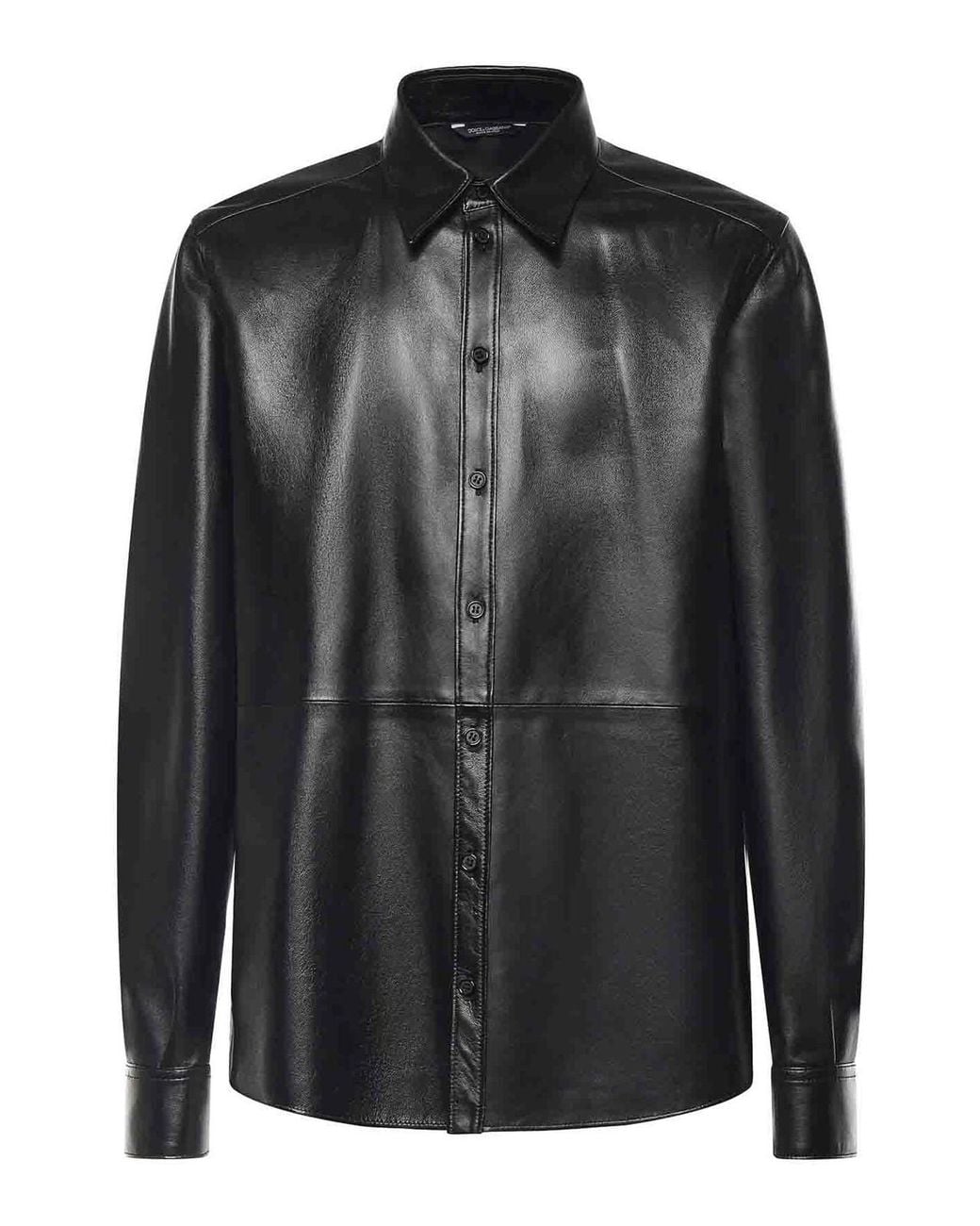 Dolce & Gabbana Black Leather Overshirt for men