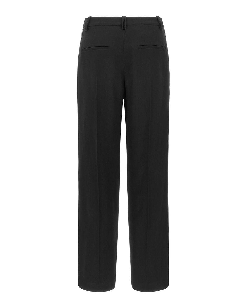 Brunello Cucinelli Black Virgin Wool Straight-Leg Trousers