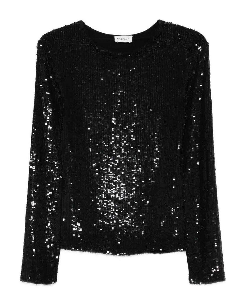 P.A.R.O.S.H. Black Sequin Long Sleeve Top