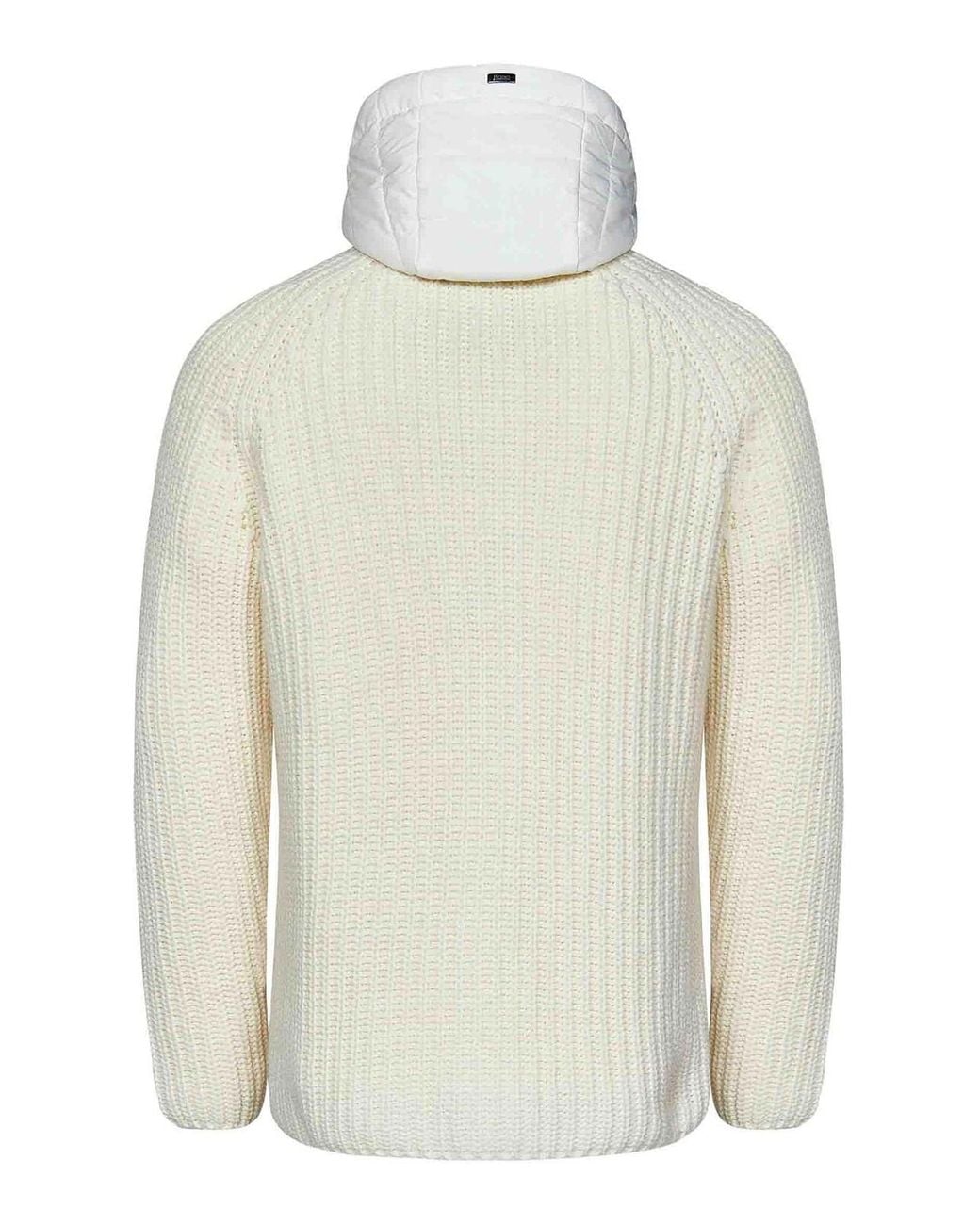 Herno White Wool Knit Cardigan for men